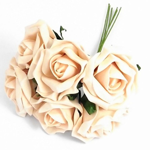 Decoflorall foam roos Champion Kleurvast Champagne 7cm. BUNDEL 6 foamroos 7 cm.
