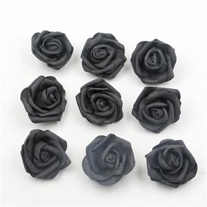 Decoflorall Actie foam roos Groot Victoria Zwart LOS 6 cm. +/-25 st op=op Zwarte roos
