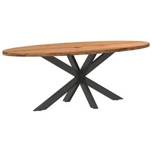 VidaXL Eettafel 220x100x74 cm ovaal massief eikenhout lichtbruin