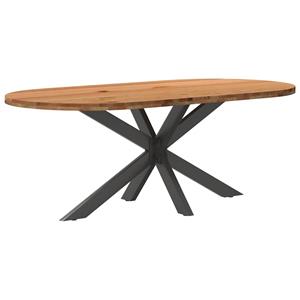 VidaXL Eettafel 200x100x74 cm ovaal massief eikenhout lichtbruin