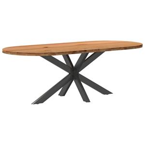 VidaXL Eettafel 220x100x74 cm ovaal massief eikenhout lichtbruin