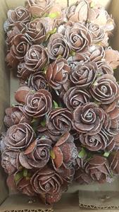 Decoflorall MINI foamroos Emilia 3 cm. antique Chocolate doos 84 new foam roos Emilia