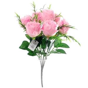 Decoflorall CRINKLED ROSEBUD BUSH WITH GRASS ROZE Roos boeket