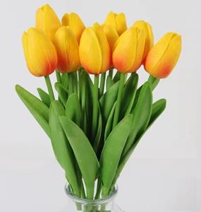 Decoflorall Actie Tulp Tulpen 33cm bundel kleur Geel/oranje blos J / Bundel +/-10st Tulpen Real Touch Foam