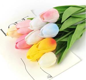 Decoflorall Actie Tulp Tulpen 33cm bundel Multicolor / Bundel +/-10st Tulpen Real Touch Foam