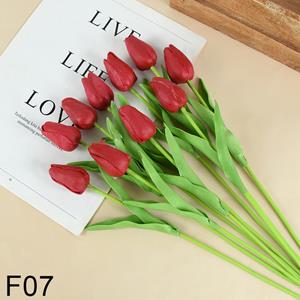 Decoflorall Actie Tulp Tulpen 33cm bundel Rood F07/ Bundel +/-10st Tulpen Real Touch Foam