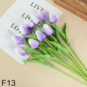 Decoflorall Actie Tulp Tulpen 33cm bundel Lila/wit F13 / Bundel +/-10st Tulpen Real Touch Foam