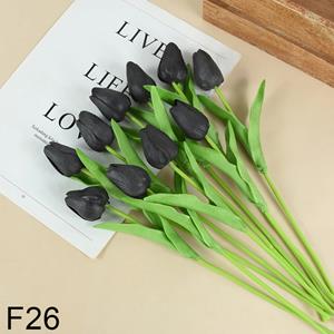 Decoflorall Actie Tulp Tulpen 33cm bundel Antraciet Grijs F26 / Bundel +/-10st Tulpen Real Touch Foam
