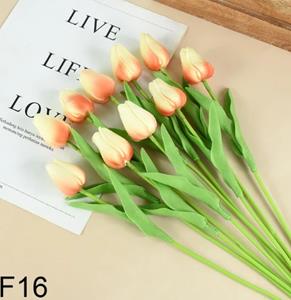Decoflorall Actie Tulp Tulpen 33cm bundel Zalm F16 / Bundel +/-10st Tulpen Real Touch Foam