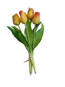 Decoflorall Actie Real Touch Tulpen OranjeGeel | 5 Stuks - Luxe Siliconen Latex Tulpen Luxe Siliconen Latex Real Touch Tulpen
