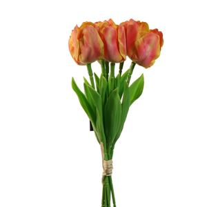 Decoflorall Tulp Tulpen Yellow Pink 33cm - Bundel van 5 stuks - Van het merk: PURE, Zijde Merk: PURE   Zijde Tulpen