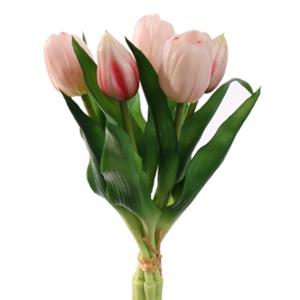 Decoflorall Tulp Tulpen Lichtroze 30cm - Bundel van 5 stuks - Van het merk: PURE, Kunststoftulpen Merk: PURE kunststofTulpen