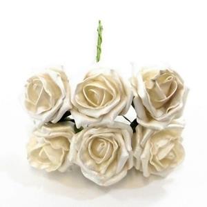 Decoflorall Foam Roos Princess - Kleurvast - Pearl White Crème - 6 cm - Bundel van 6 foamrozen