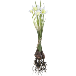 Louis maes Narcis met bolletjes l25 cm wit kunstbloem zijde nepbloem - 