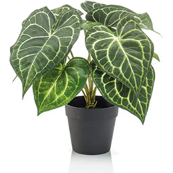 Emerald Anthurium bush in pot 23 cm kunstbloem zijde nepbloem - 