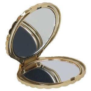 Gerimport Make-up spiegel - handspiegel - zakspiegel Schelp - goud - 7 x 6.5 cm - dubbelzijdig -