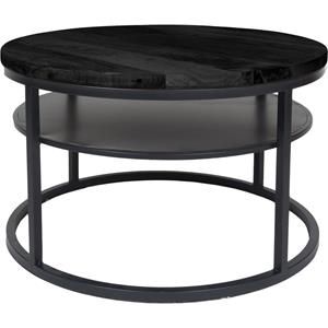 Het Steigerhouthuis Salontafel Delhi Zwart Mangohout Rond 43 x ø70 cm
