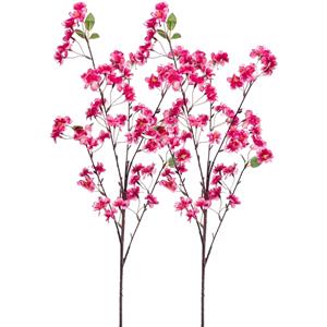 Emerald Kunstbloem Pruimen bloesem - 2x - 88 cm - donker roze - Kunst zijdebloemen -