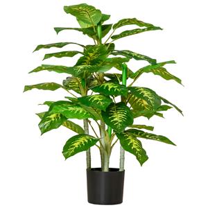 HOMCOM Kunstplant, Kunststof Plant, Cementpot, Indoor en Outdoor, 95 cm, Groen
