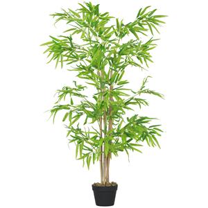 Outsunny Kunstmatige Bamboe, Kunstplant, Decoratieve Plant met Pot, Kunstboom, Boomdecoratie, 150 cm