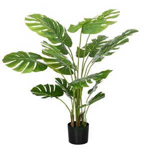 HOMCOM Kunstplant Monstera Deliciosa, realistisch design, inclusief bloempot, onderhoudsvrij, 17,5 x 17,5 x 120 cm, groen | Aosom.nl