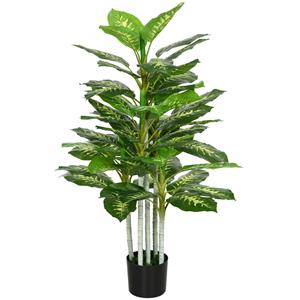 HOMCOM Kunstplant, Plastic Plant, Cementpot, Indoor en Outdoor, 120 cm, Groen