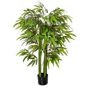 HOMCOM Kunstmatige Bamboeplant, Plastic in Pot, 780 Bladeren, Realistisch Uiterlijk, Weinig Onderhoud, 140 cm, Groen