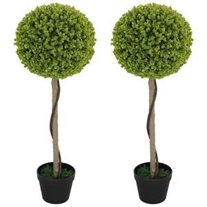 HOMCOM Kunsteucalyptusboom, Set van 2, Inclusief Pot, Onderhoudsvriendelijk, 90 cm