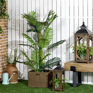 HOMCOM kunstplant, realistische kunstpalm, perfect voor binnen, onderhoudsvriendelijk, 90 cm hoog, decoratieve pot inbegrepen | Aosom.nl