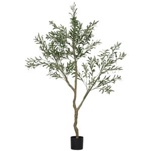 HOMCOM Kunstmatige Olijfboom, Kunstplant, Levensechte Olijfplant in Plantenpot, 180 cm, Kunststof, Groen