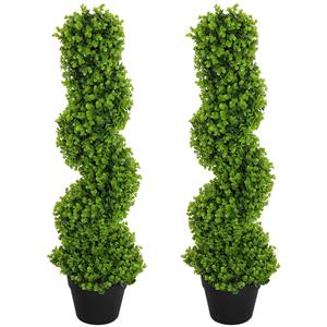 HOMCOM Set van 2 Decoratieve Planten, Kunstplanten in Potten, Kunstmatige Planten voor Thuis, Binnen, Buiten, 90 cm, Groen