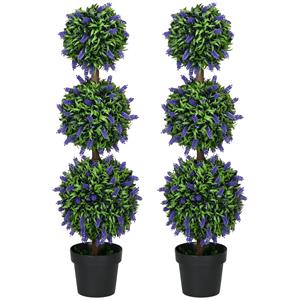 HOMCOM Set van 2 Kunstplanten, UV-bestendige Kunstplant in Bloempot, 110 cm Kamerplant voor Woonkamer, Tuin