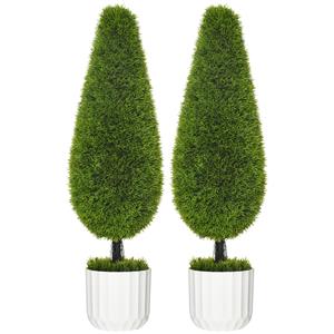 HOMCOM kunstplanten binnen Set van 2 incl. plantenbak en kunstmos, 90cm hoog,Realistisch en gemakkelijk te onderhouden, wit en groen | Aosom.nl