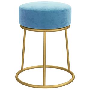 VidaXL Hocker rond fluweel lichtblauw