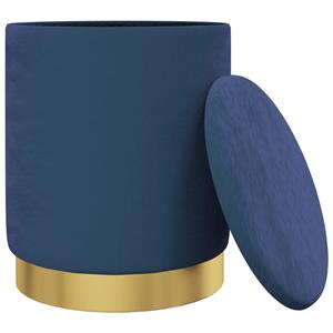 VidaXL Hocker met opbergruimte rond fluweel blauw