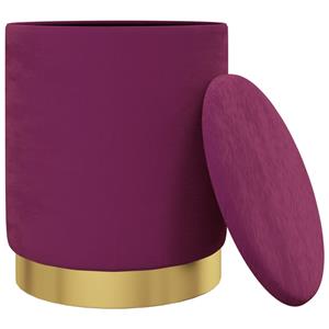 VidaXL Hocker met opbergruimte rond fluweel paars
