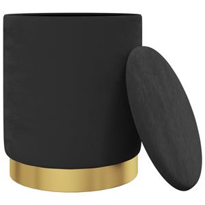 VidaXL Hocker met opbergruimte rond fluweel zwart