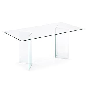 Kave Home Glazen Eettafel Burano, 200 x 90cm - Transparant