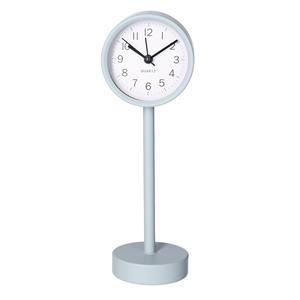 Gerimport Tafelklok staand - metaal - grijs - 22 cm- pilaarklok -