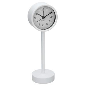 Gerimport Tafelklok staand - metaal - wit - 22 cm- pilaarklok -