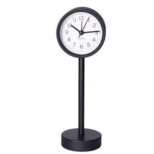 Gerimport Tafelklok staand - metaal - zwart - 22 cm- pilaarklok -