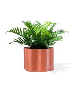 HEMA Bloempot 14.9x10.5x12.5cm Keramiek Golvend Terra (terra)