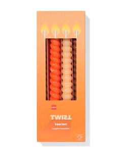 HEMA Lange Huishoudkaars Ø2.2x25cm Gedraaid Roze-oranje - 4 Stuks (multicolor)