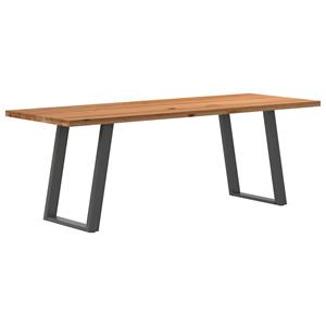 VidaXL Eettafel rechthoekig 220x80x74 cm massief eikenhout lichtbruin
