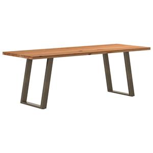 VidaXL Eettafel rechthoekig 220x80x74 cm massief eikenhout lichtbruin