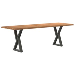 VidaXL Eettafel met natuurlijke rand 240x80x74 cm eikenhout lichtbruin