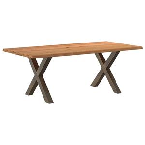 VidaXL Eettafel met natuurlijke rand massief eikenhout rechthoekig