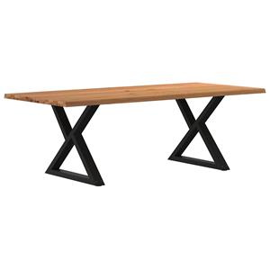 VidaXL Eettafel met natuurlijke rand 220x100x74cm eikenhout lichtbruin