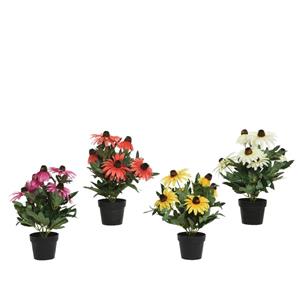 Decoris De  Kunstplant In Pot, Voorstellende De Echinacea 'Zonnehoedje', Is Een