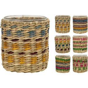 CosyDecor Theelichthouder Met Zeegras Multicolour H8cm
